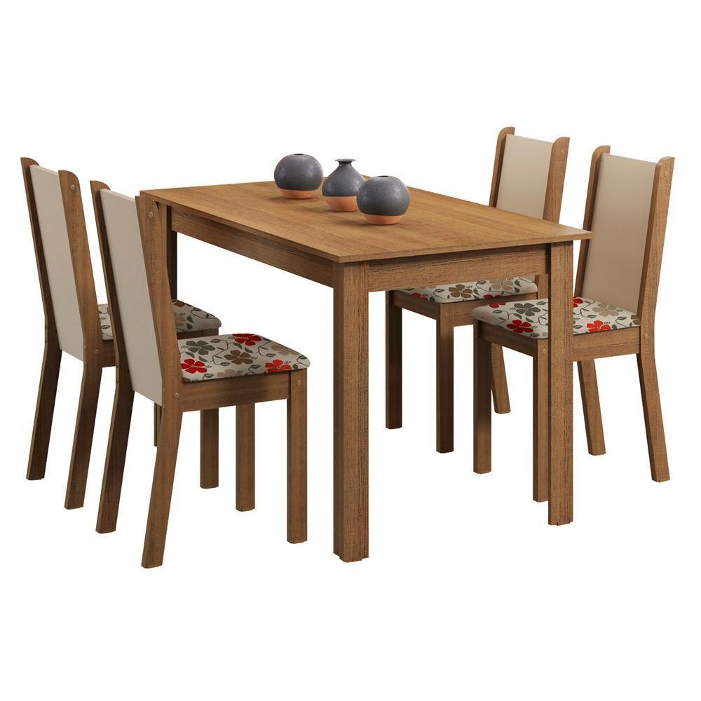 Conjunto Sala de Jantar Madesa Mesa Tampo Madeira - 4 Cadeiras - 2