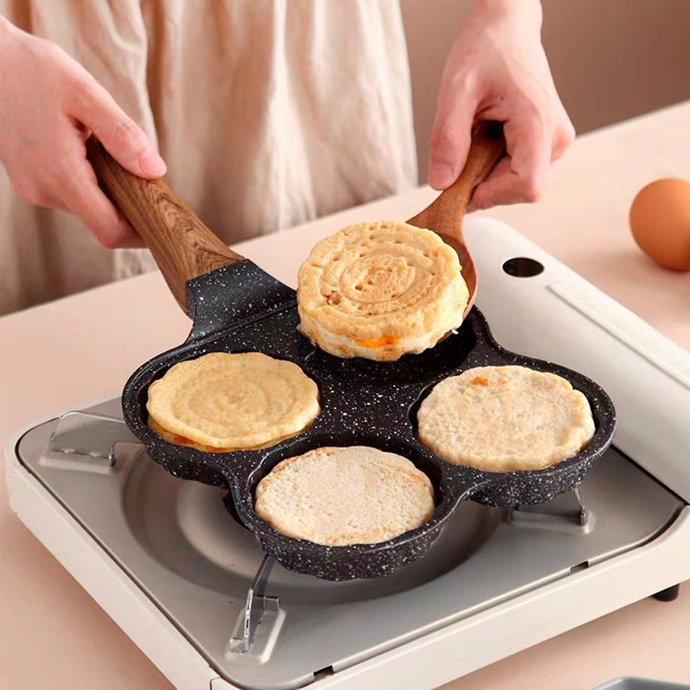 Frigideira 4 Ovos Antiaderente Com Alça Hamburguer Panqueca Cozinha Preto - 2