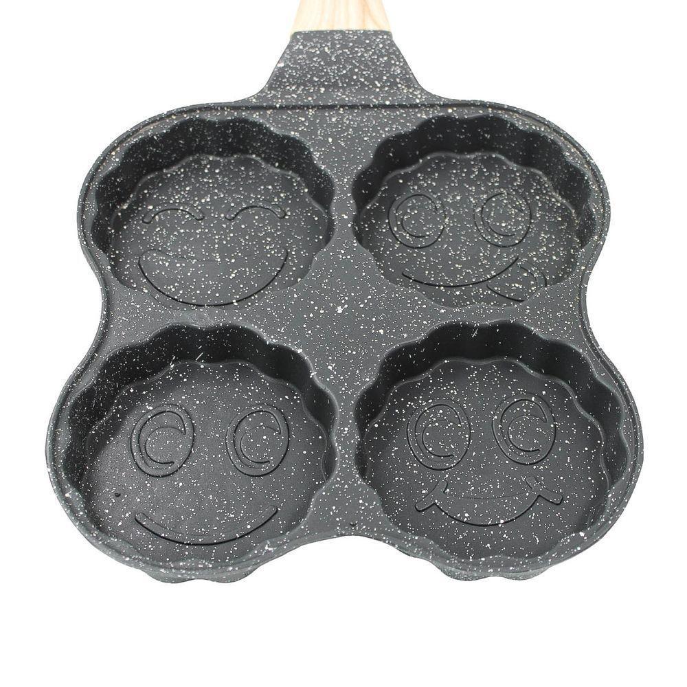 Frigideira 4 Ovos Antiaderente Com Alça Hamburguer Panqueca Cozinha Preto - 3