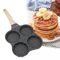 Frigideira 4 Ovos Antiaderente Com Alça Hamburguer Panqueca Cozinha Preto - 1