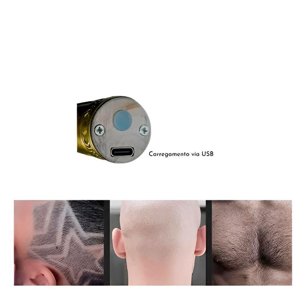 Maquina Aparador De Cabelo Profissional Caveira Elétrico Cabeça T - 4