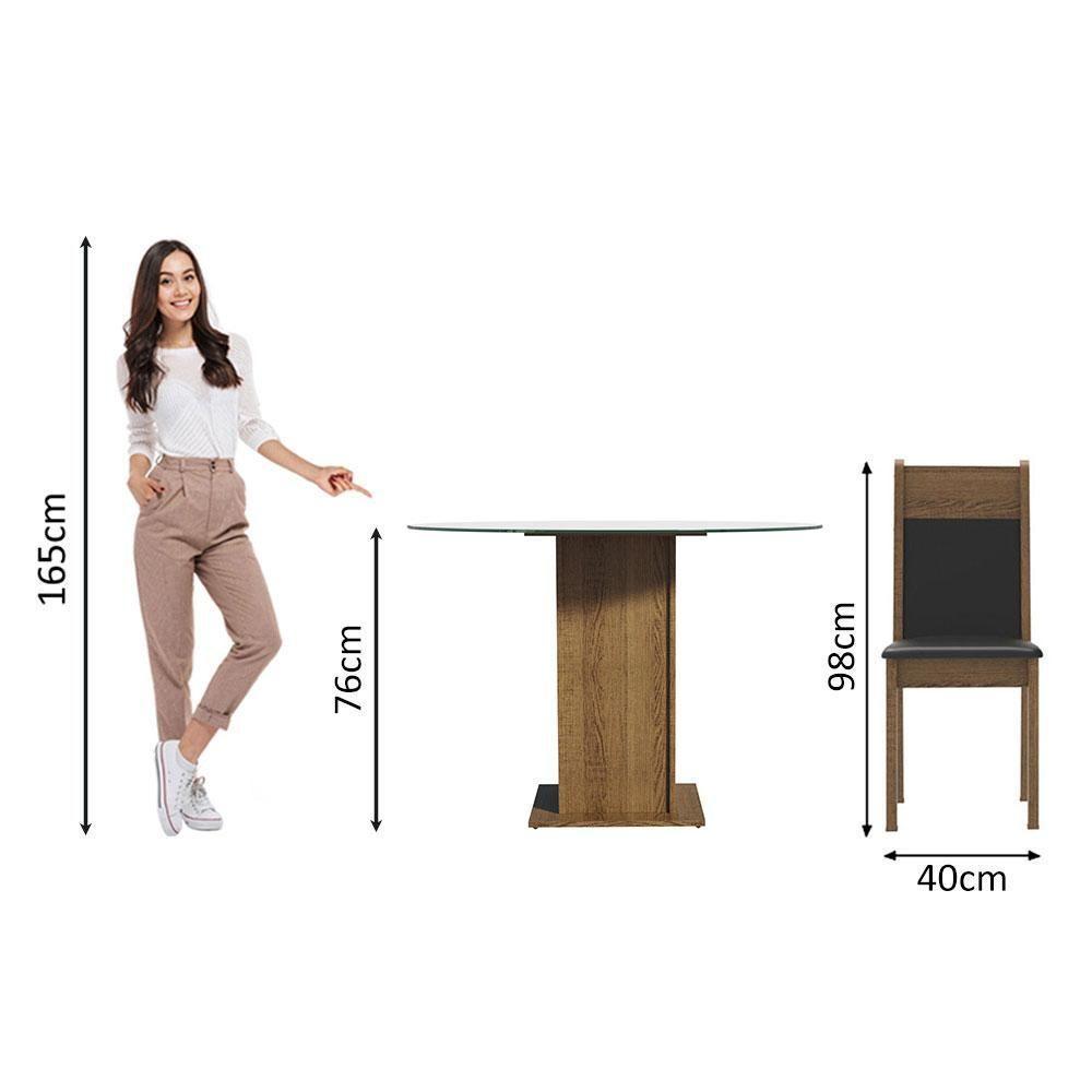 Conj. Mesa Tampo De Vidro 4 Cadeiras Rustic/Preto - 6