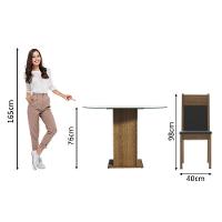 Conj. Mesa Tampo De Vidro 4 Cadeiras Rustic/Preto - 6