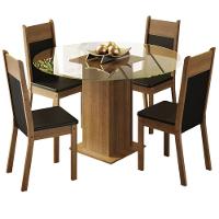 Conj. Mesa Tampo De Vidro 4 Cadeiras Rustic/Preto - 10