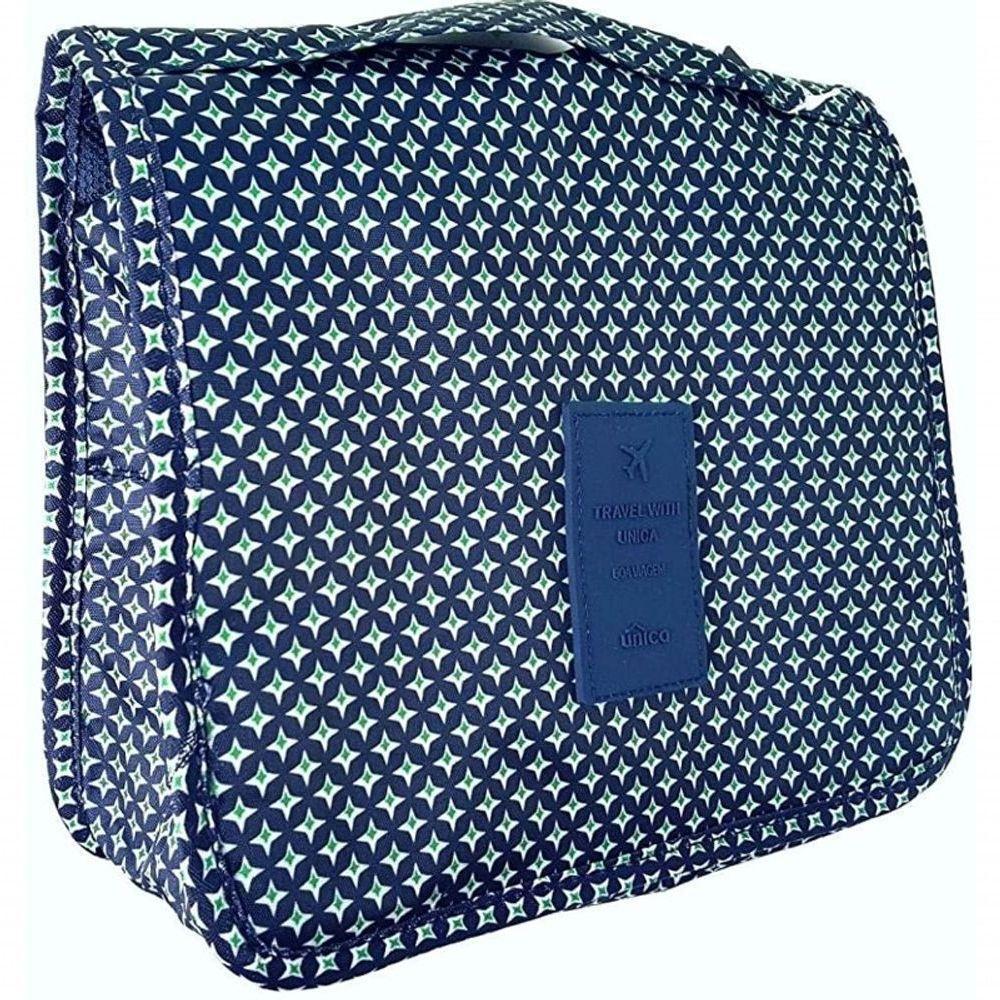 Necessaire Em Nylon Organizadora Higiene Para Viagem Azul Marinho Estrelado - 1