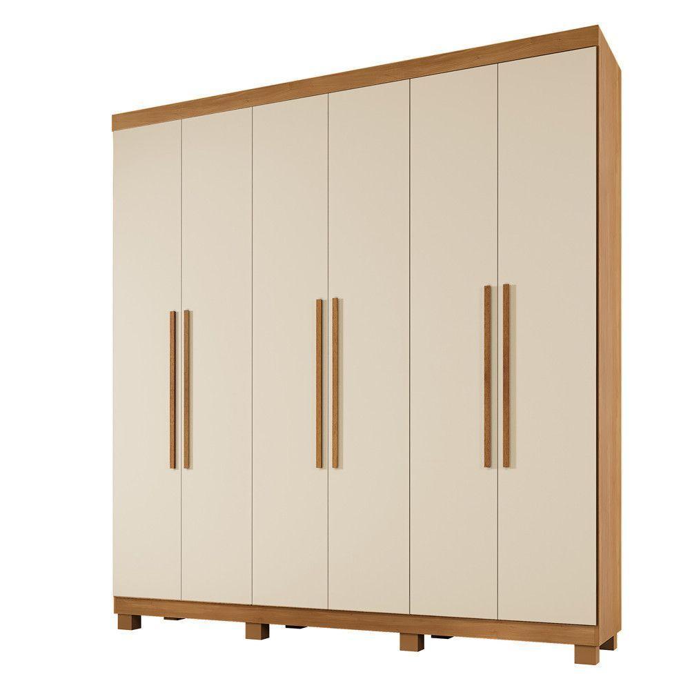Guarda Roupa Milão 6 Portas 3 Gavetas 7 Prateleiras - Beneti Cinamomo Off - 1