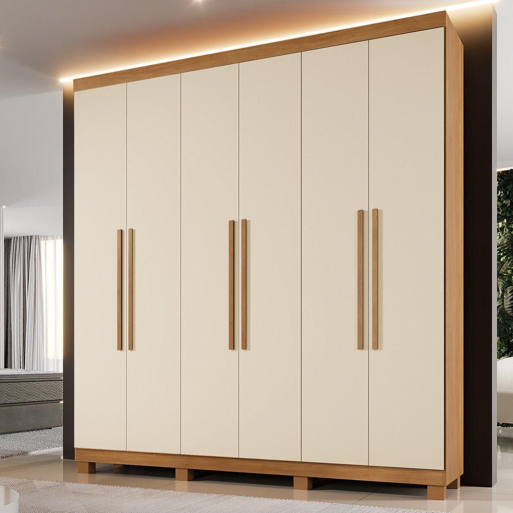 Guarda Roupa Milão 6 Portas 3 Gavetas 7 Prateleiras - Beneti Cinamomo Off - 2