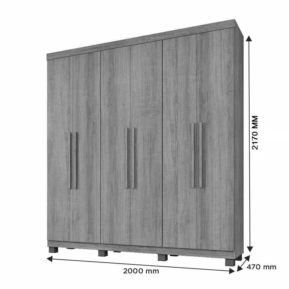 Guarda Roupa Milão 6 Portas 3 Gavetas 7 Prateleiras - Beneti Cinamomo Off - 4