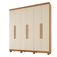 Guarda Roupa Milão 6 Portas 3 Gavetas 7 Prateleiras - Beneti Cinamomo Off - 1