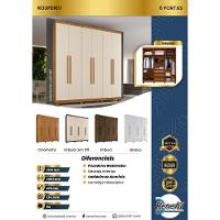 Guarda Roupa Milão 6 Portas 3 Gavetas 7 Prateleiras - Beneti Cinamomo Off - 7