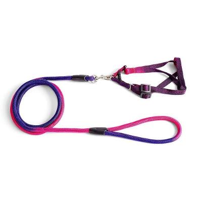 Coleira - Guia Com Peitoral Colorida - G Rosa