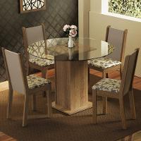 Conj. Mesa Tampo Vidro 4 Cadeiras Rustic/Crema/bege - 1