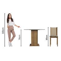 Conj. Mesa Tampo Vidro 4 Cadeiras Rustic/Crema/bege - 6