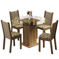 Conj. Mesa Tampo Vidro 4 Cadeiras Rustic/Crema/bege - 9