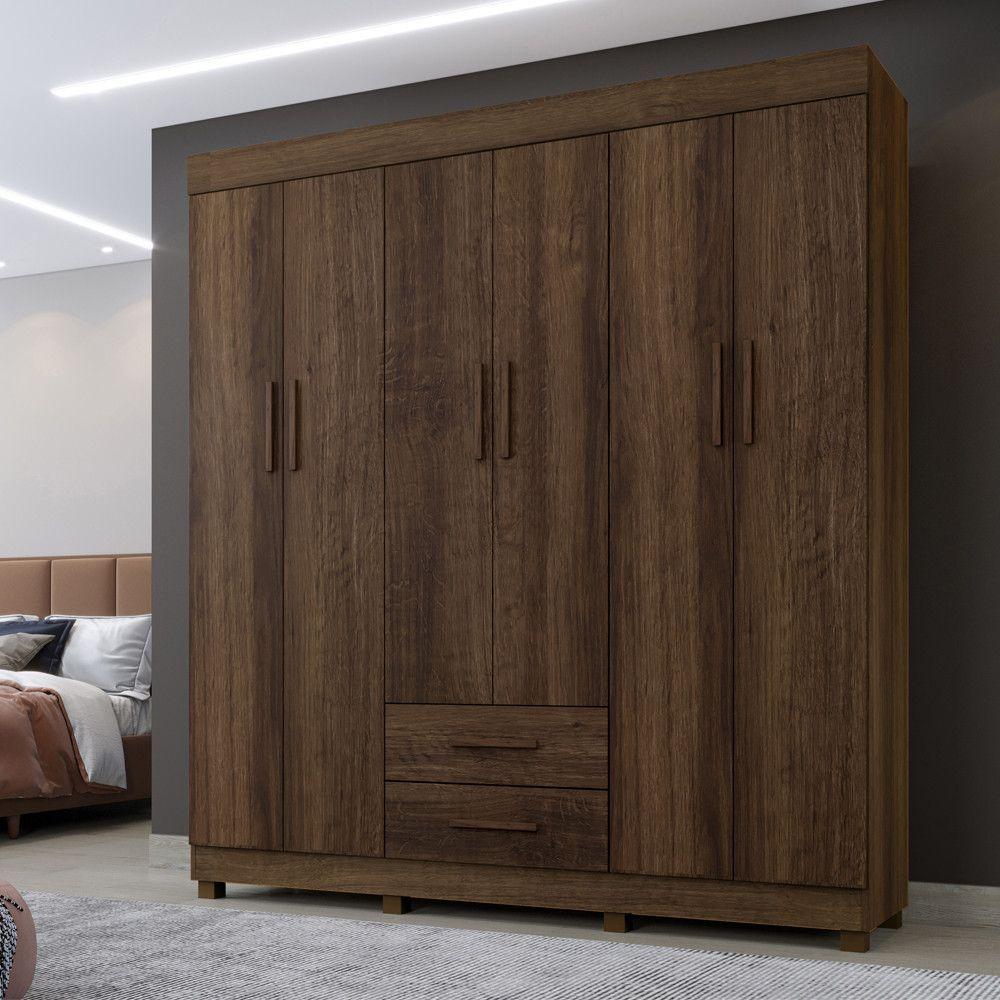 Guarda Roupa New Copacabana 6 Portas 2 Gavetas 7 Prateleiras Imbuia - 2