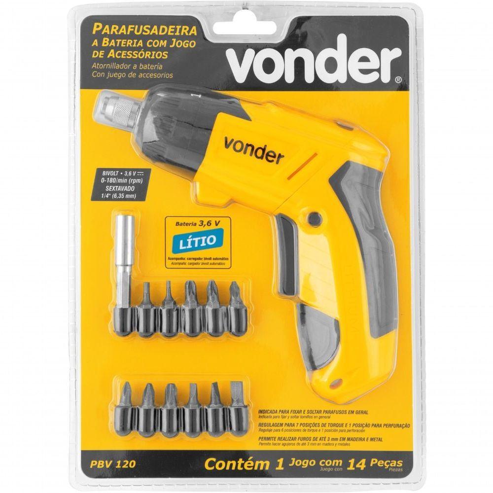 Parafusadeira Bateria 3,6v Kit Com 12pcs Vonder - 5