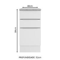 Balcão Stella 40 cm 3 Gavetas Branco Madesa - 10