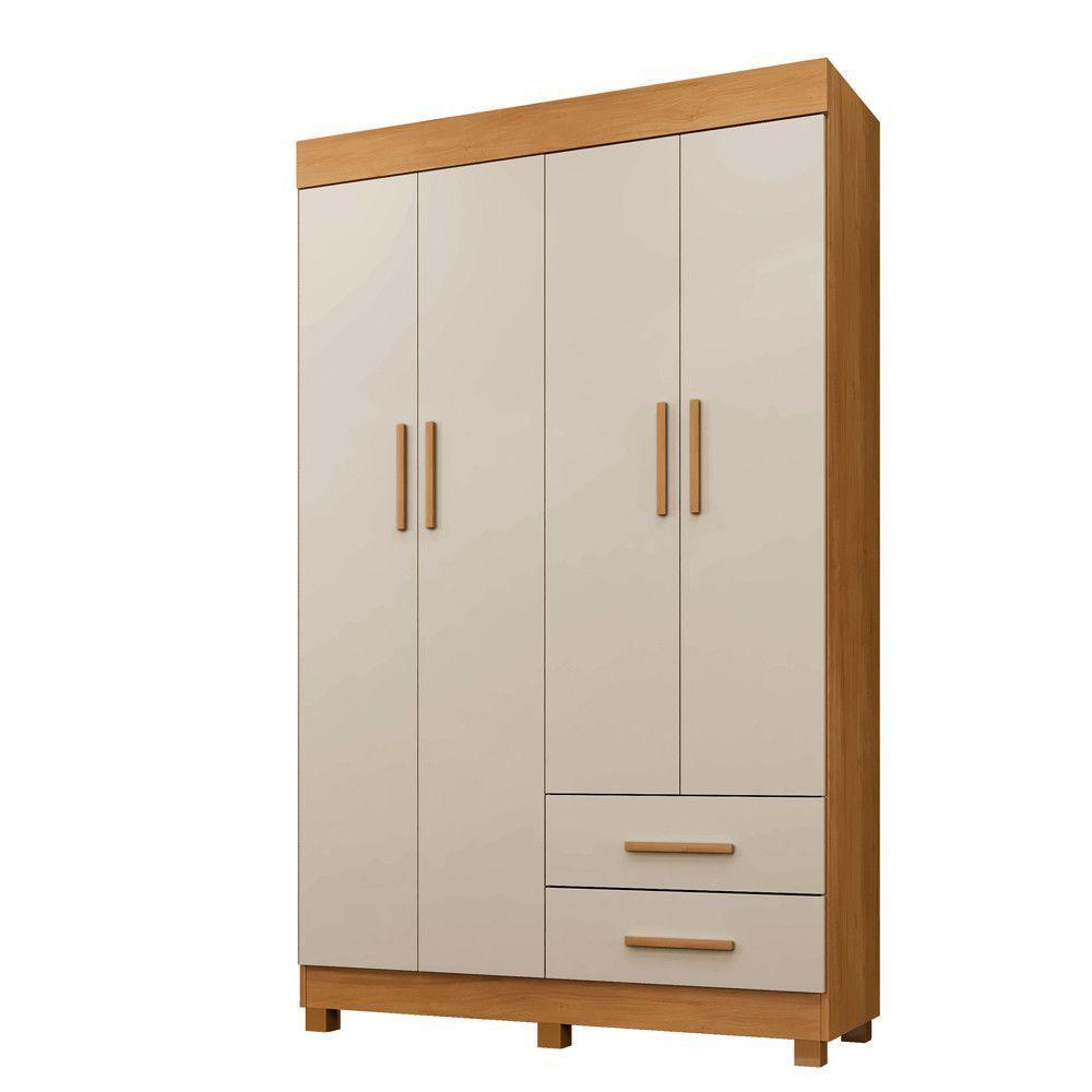 Guarda Roupa New Copacabana 4 Portas 2 Gavetas 5 Prateleiras Cinamomo Off - 1
