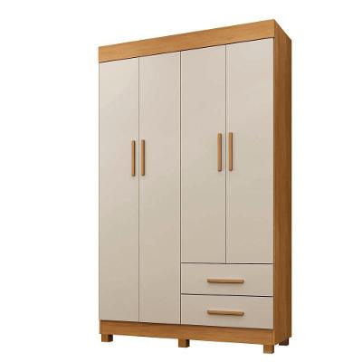 Guarda Roupa New Copacabana 4 Portas 2 Gavetas 5 Prateleiras Cinamomo Off