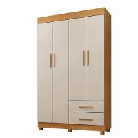 Guarda Roupa New Copacabana 4 Portas 2 Gavetas 5 Prateleiras Cinamomo Off - 1