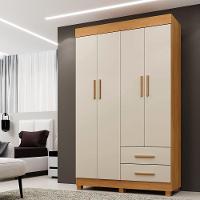 Guarda Roupa New Copacabana 4 Portas 2 Gavetas 5 Prateleiras Cinamomo Off - 2