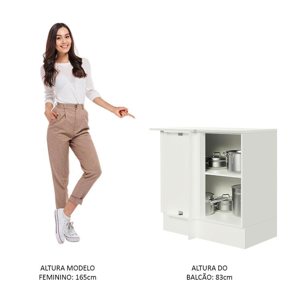 Balcão Smart 100% Mdf com Tampo 1 Porta Branco Rustic - 5