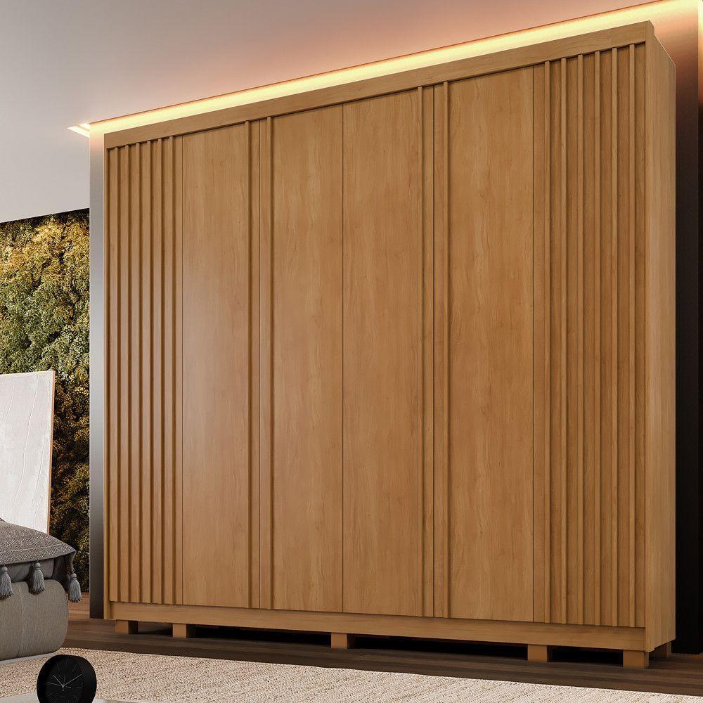 Guarda Roupa Arezzo 6 Portas Ripado 6 Gavetas 12 Prateleiras Cinamomo - 2