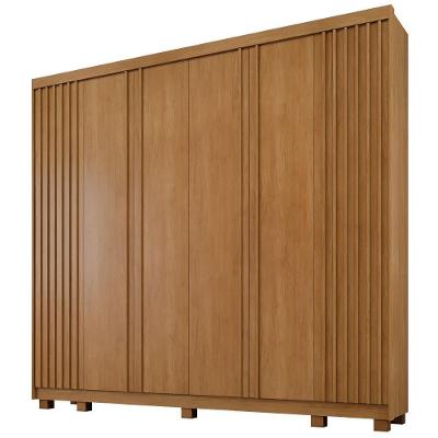 Guarda Roupa Arezzo 6 Portas Ripado 6 Gavetas 12 Prateleiras Cinamomo