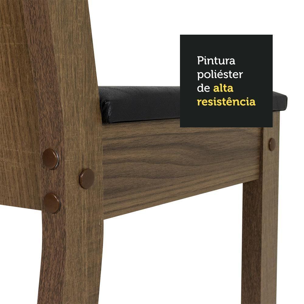Conj. Mesa Tampo De Vidro 4 Cadeiras Rustic/Preto - 4