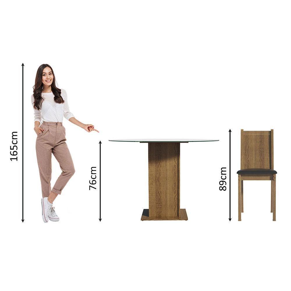 Conj. Mesa Tampo De Vidro 4 Cadeiras Rustic/Preto - 8