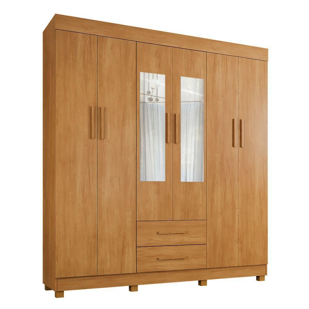 Guarda Roupa Leblon 6 Portas 2 Gavetas 7 Prateleiras Cinamomo - 1