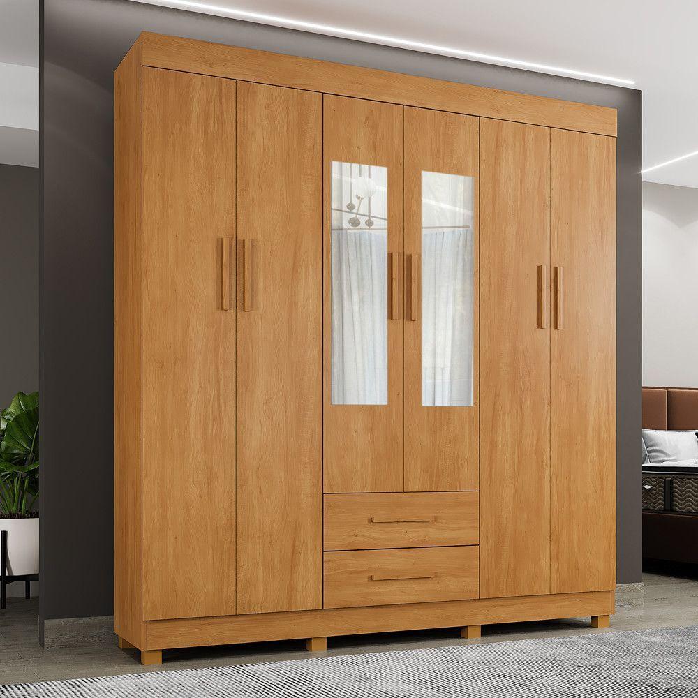 Guarda Roupa Leblon 6 Portas 2 Gavetas 7 Prateleiras Cinamomo - 2