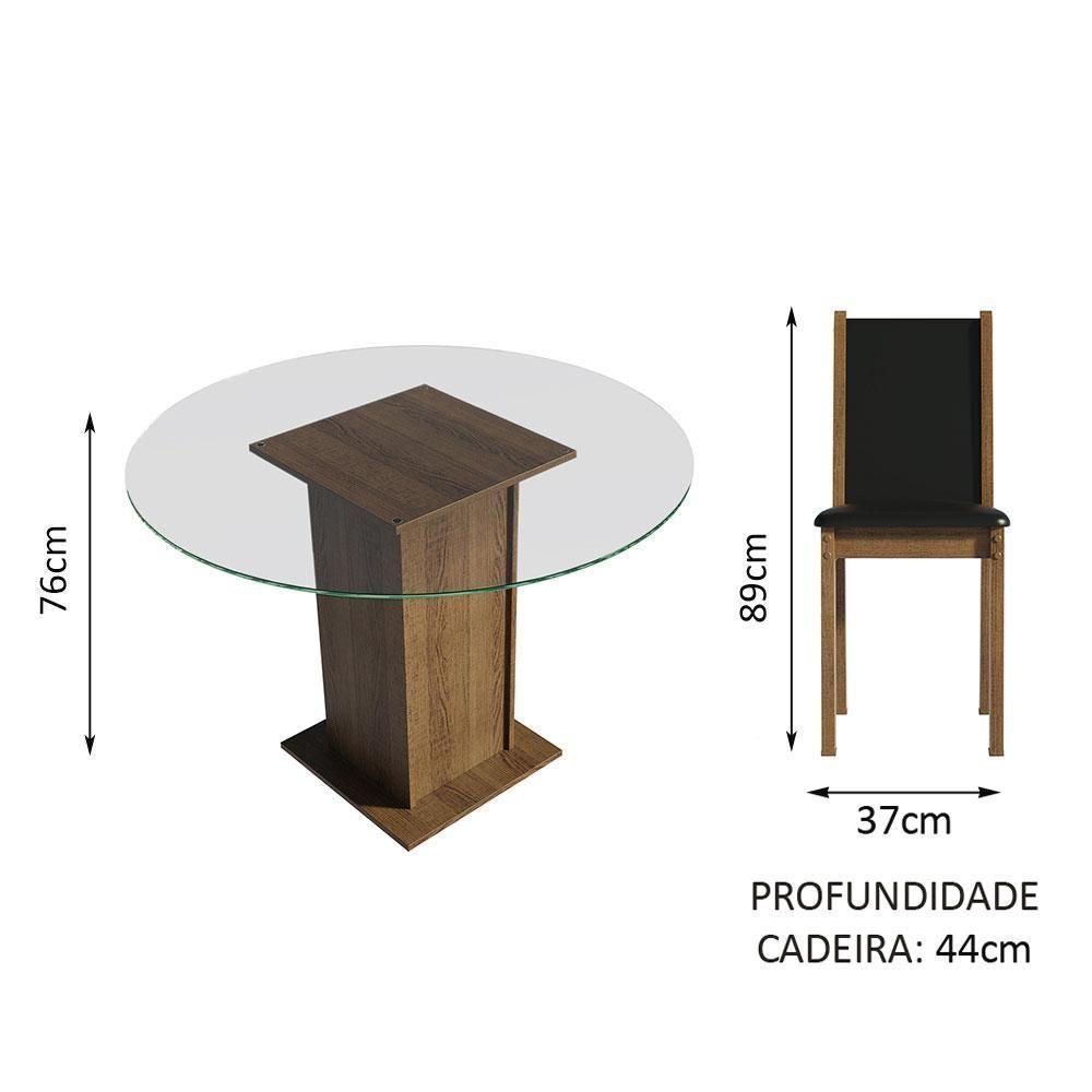 Conj. Mesa Tampo De Vidro 4 Cadeiras Rustic/Preto - 8