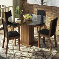 Conj. Mesa Tampo De Vidro 4 Cadeiras Rustic/Preto - 1