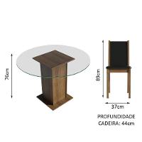 Conj. Mesa Tampo De Vidro 4 Cadeiras Rustic/Preto - 8