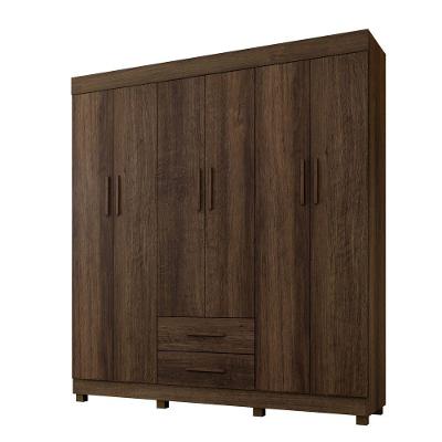 Guarda Roupa Leblon 6 Portas 2 Gavetas 7 Prateleiras Imbuia