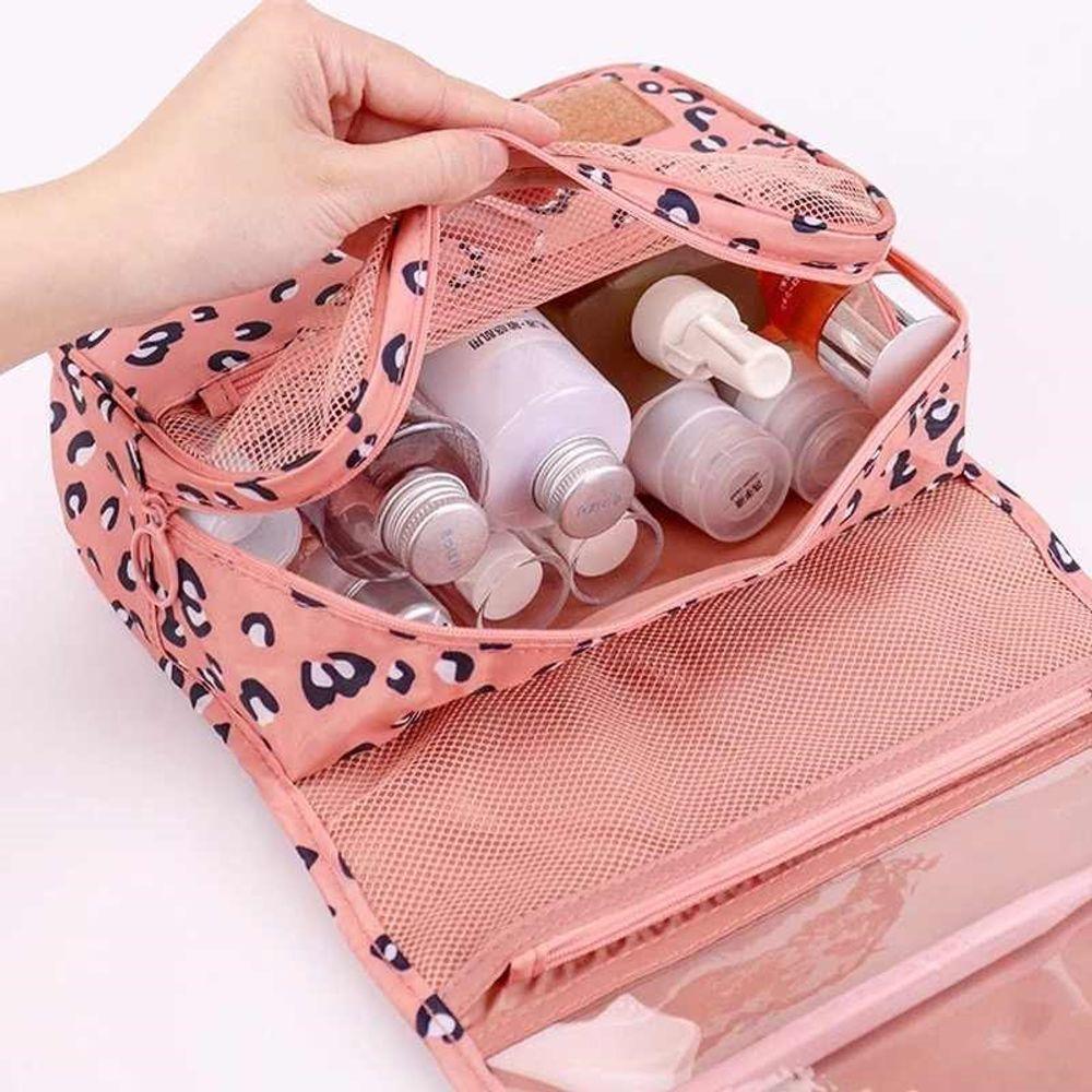 Necessaire Em Nylon Organizadora Higiene Para Viagem Onça Rosa - 4