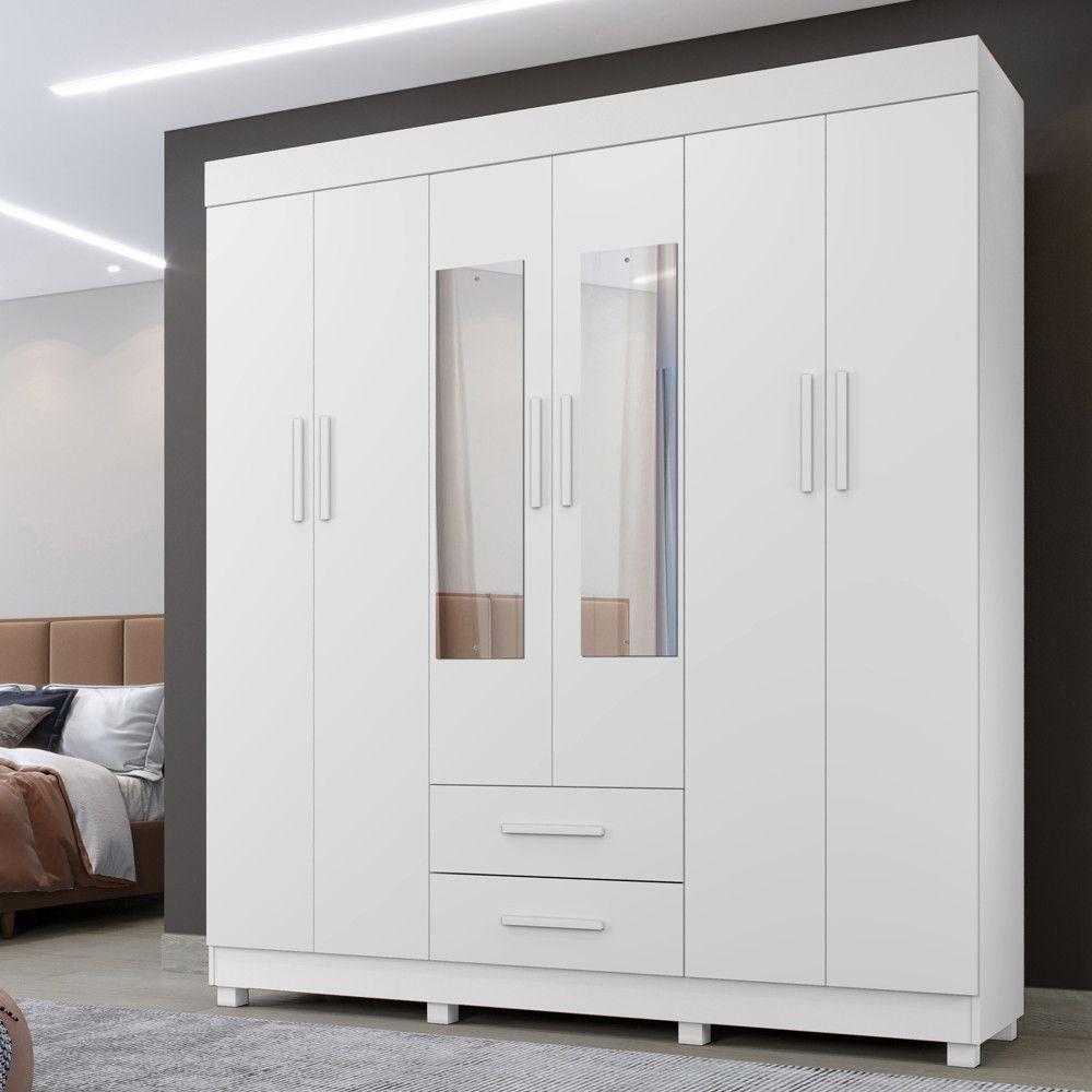 Guarda Roupa Leblon 6 Portas 2 Gavetas 7 Prateleiras Branco - 2