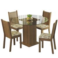 Conj. Mesa Tampo De Vidro 4 Cadeiras Rustic/lírio Bege - 10