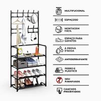 Sapateira Organizadora Com Ganchos 4 Prateleiras - 4