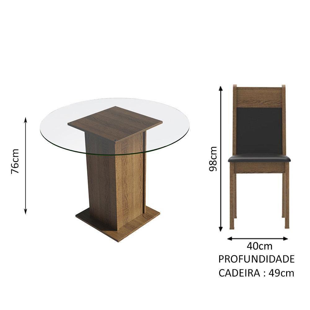 Conj. Mesa Tampo De Vidro 4 Cadeiras Rustic/Preto - 6