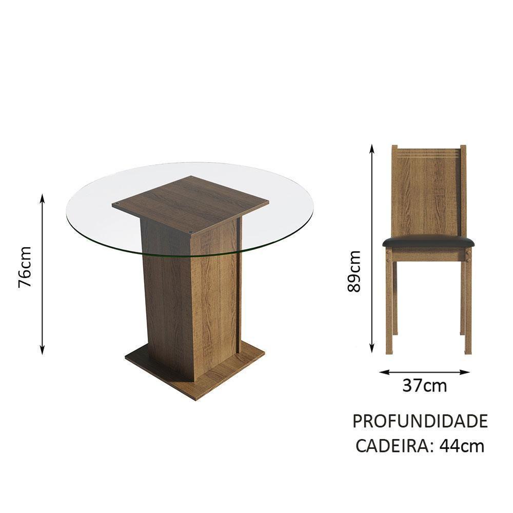 Conj. Mesa Tampo De Vidro 4 Cadeiras Rustic/Preto - 9
