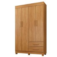 Guarda Roupa Leblon 4 Portas 2 Gavetas 5 Prateleiras - Benet Cinamomo - 1