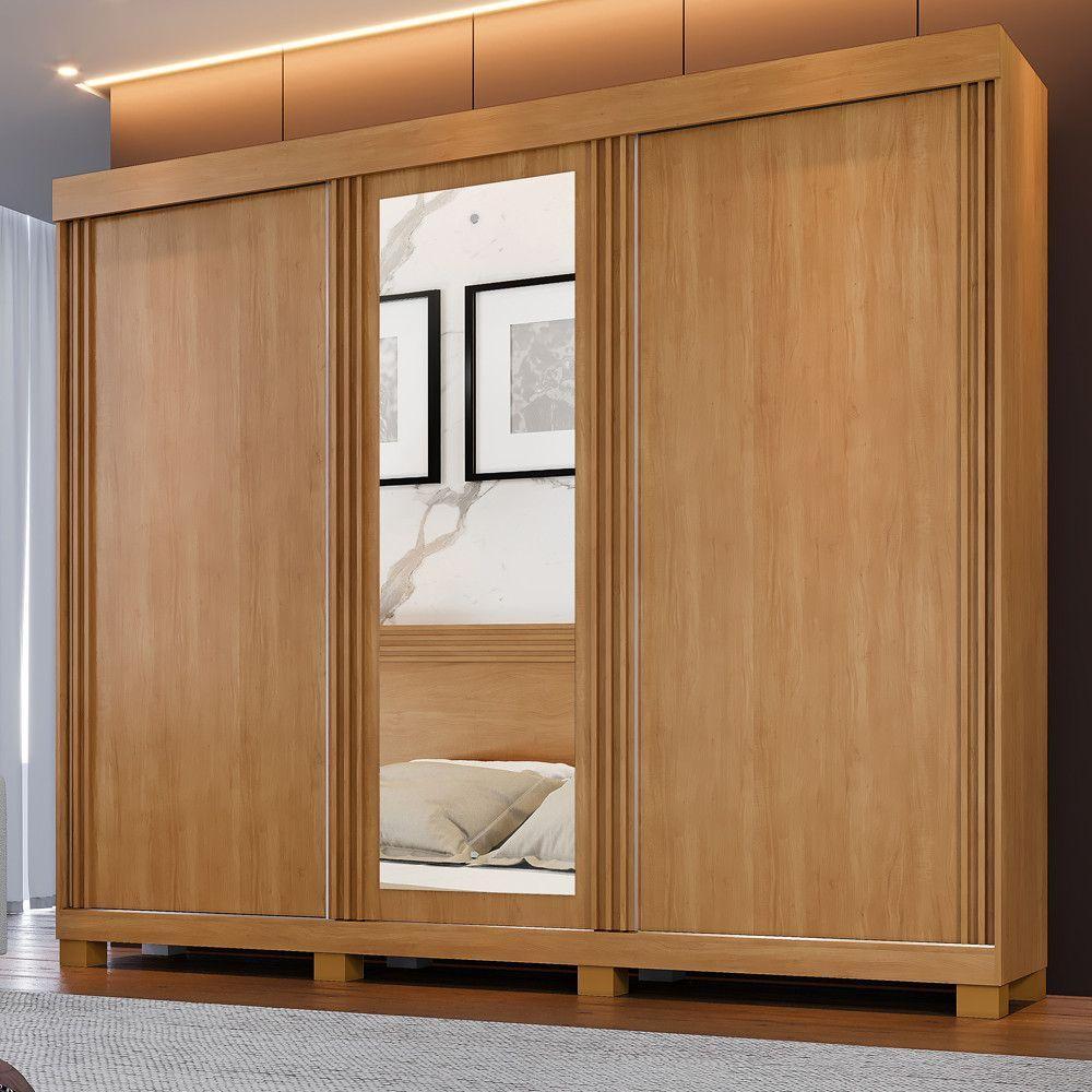 Guarda Roupa Sergipe 3 Porta Ripado 6 Gavetas 9 Prateleiras Cinamomo-off Flex - 7