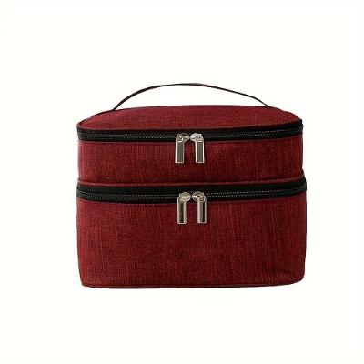 Necessaire Viagem Bolsa Dupla Organizador Maquiagem Lisa Vinho