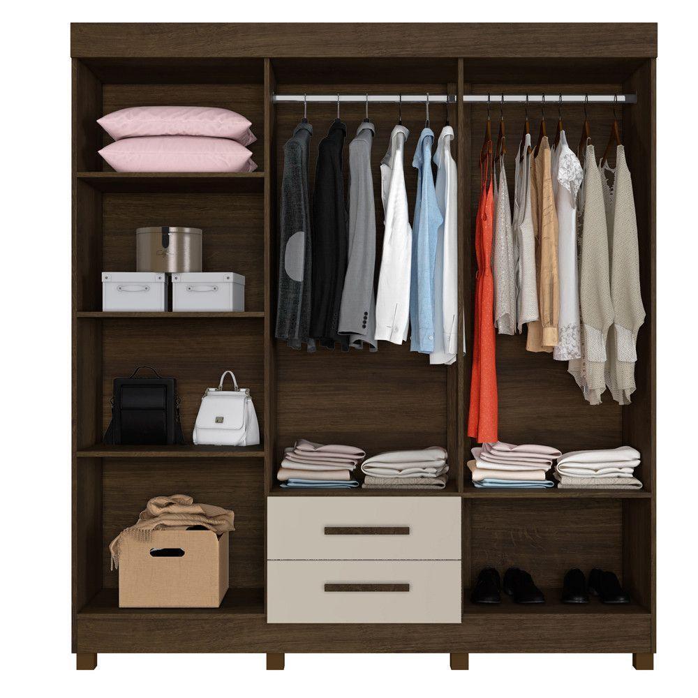 Guarda Roupa New Copacabana 6 Portas 2 Gavetas 7 Prateleiras Imbuia Off - 3