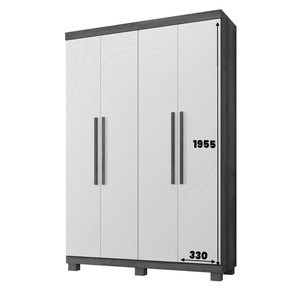 Guarda Roupa Milão 4 Portas 3 Gavetas 5 Prateleiras Imbuia - 6