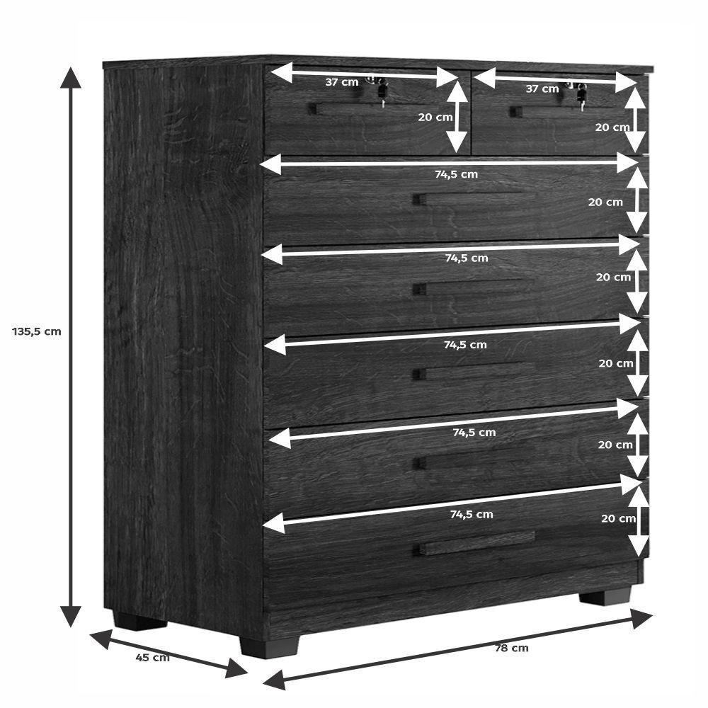 Cômoda Gaveteiro New Bacelona 7 Gavetas - Benetil Imbuia - 4