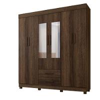 Guarda Roupa Leblon 6 Portas 2 Gavetas 7 Prateleiras Imbuia - 1