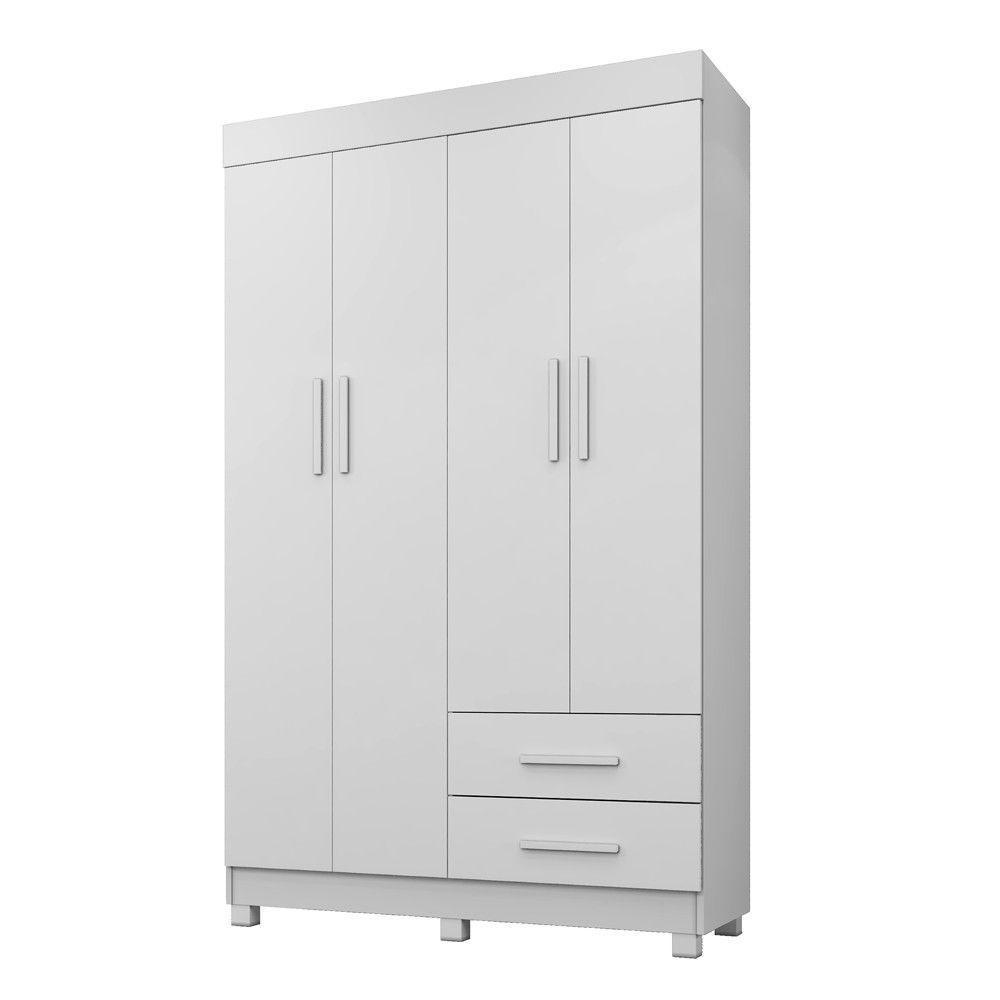 Guarda Roupa Leblon 4 Portas 2 Gavetas 5 Prateleiras - Benet Branco - 1